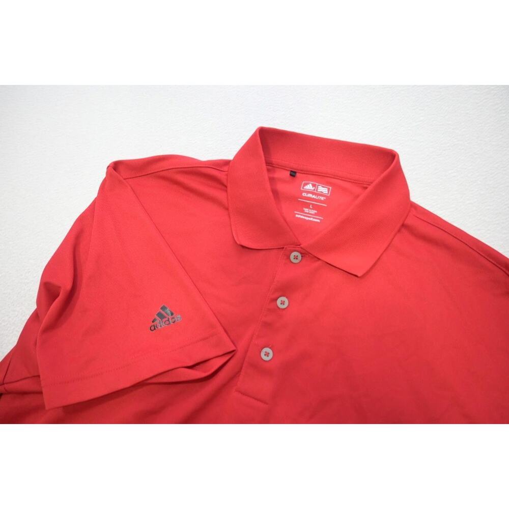 Adidas Golf Polo ClimaLite Red Short Sleeve Athletic‎ Golf Shirt Mens Sz Large